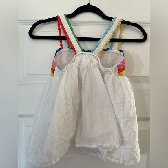 Mini Boden Scalloped Colorful Criss-Cross Tank Top, White/Multi, Size 11-12 - Picture 3 of 4